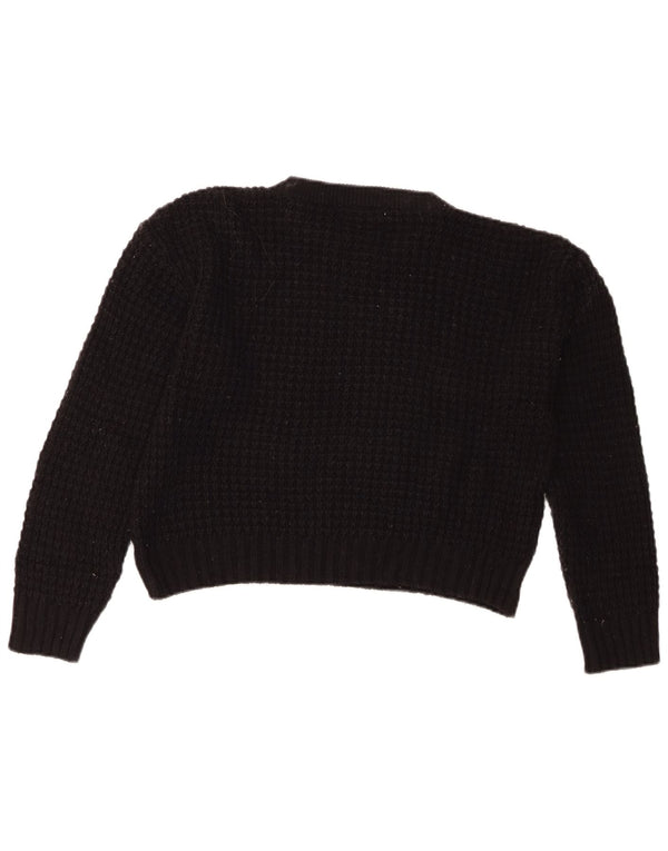 Zara Damen Crop Crew Neck Pullover Pullover UK 14 Medium Schwarz
