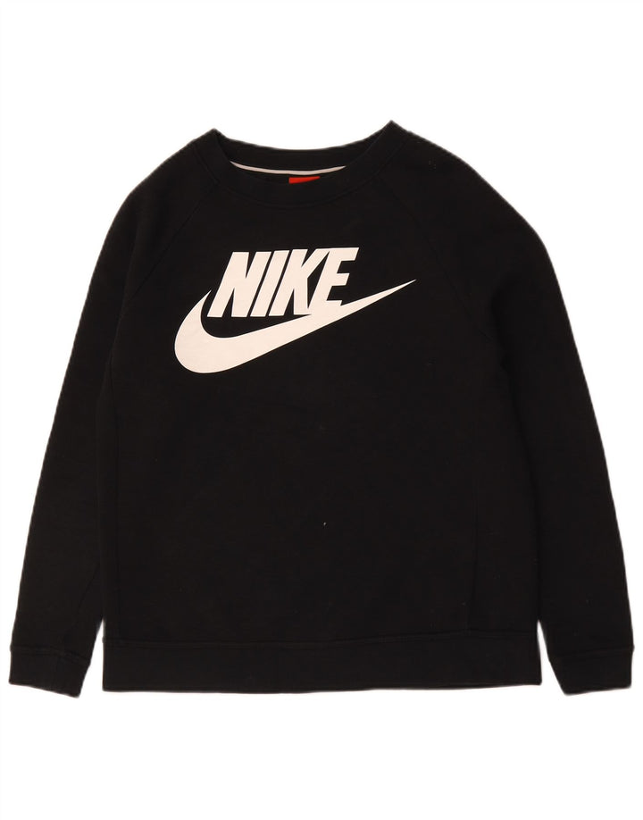 Nike Womens Graphic Oversized Sweatshirt Pullover UK 10 Small Schwarz Baumwolle