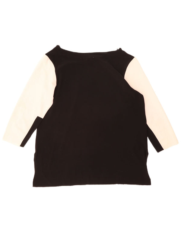 Zara Womens Graphic Top 3/4 Sleeve UK 16 Large Off White Colourblock