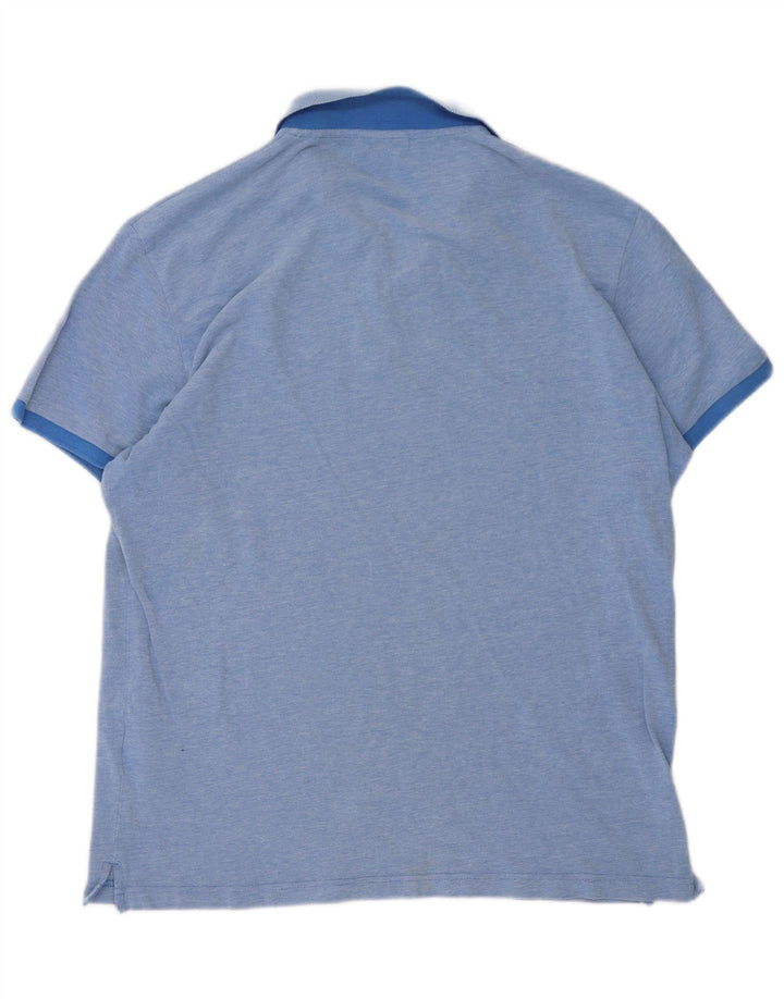 Gant Herren-Poloshirt XL, blau gefleckte Baumwolle