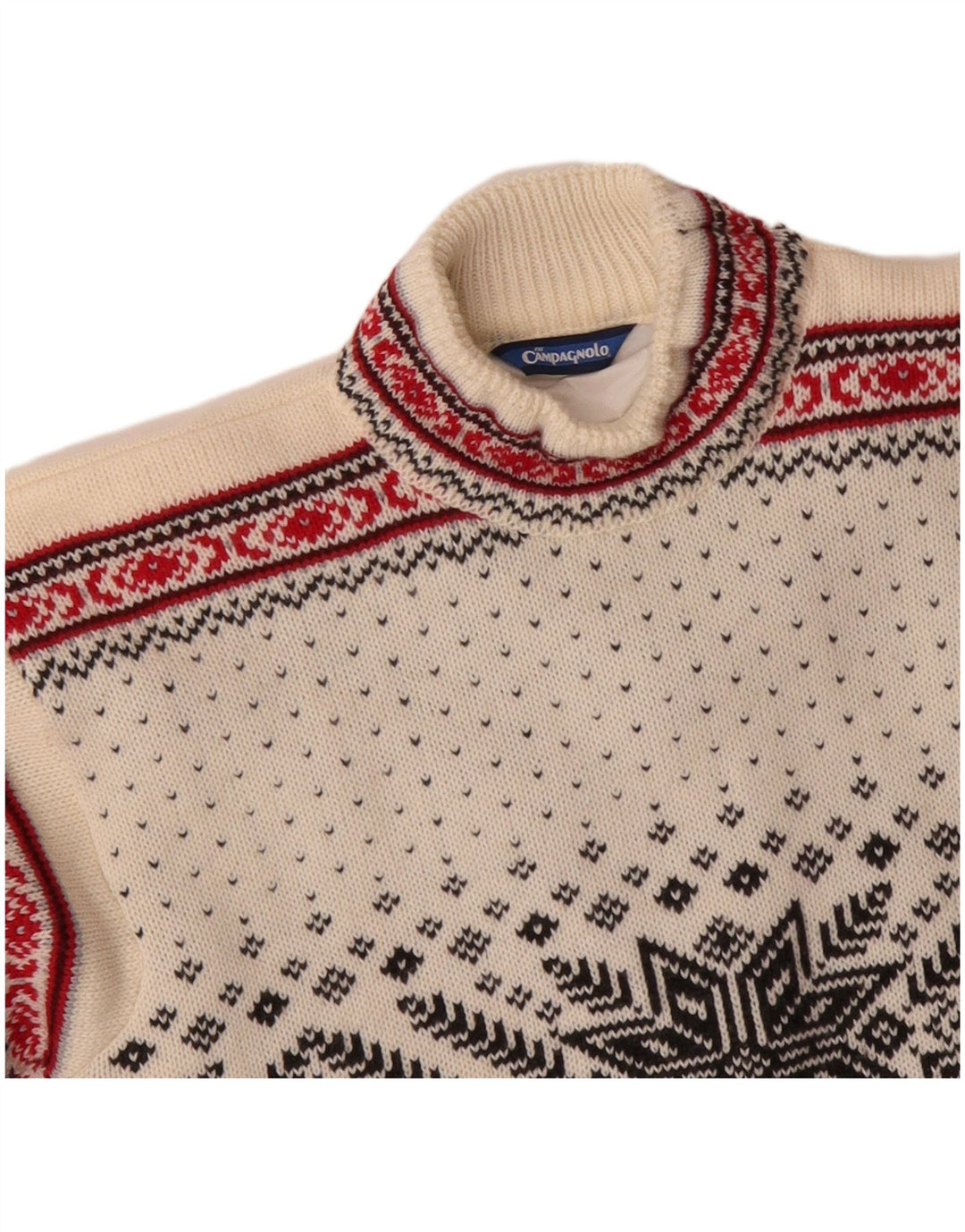 CAMPAGNOLO Herren-Pullover mit Rollkragen, mittelweiß, Fair-Isle-Wolle
