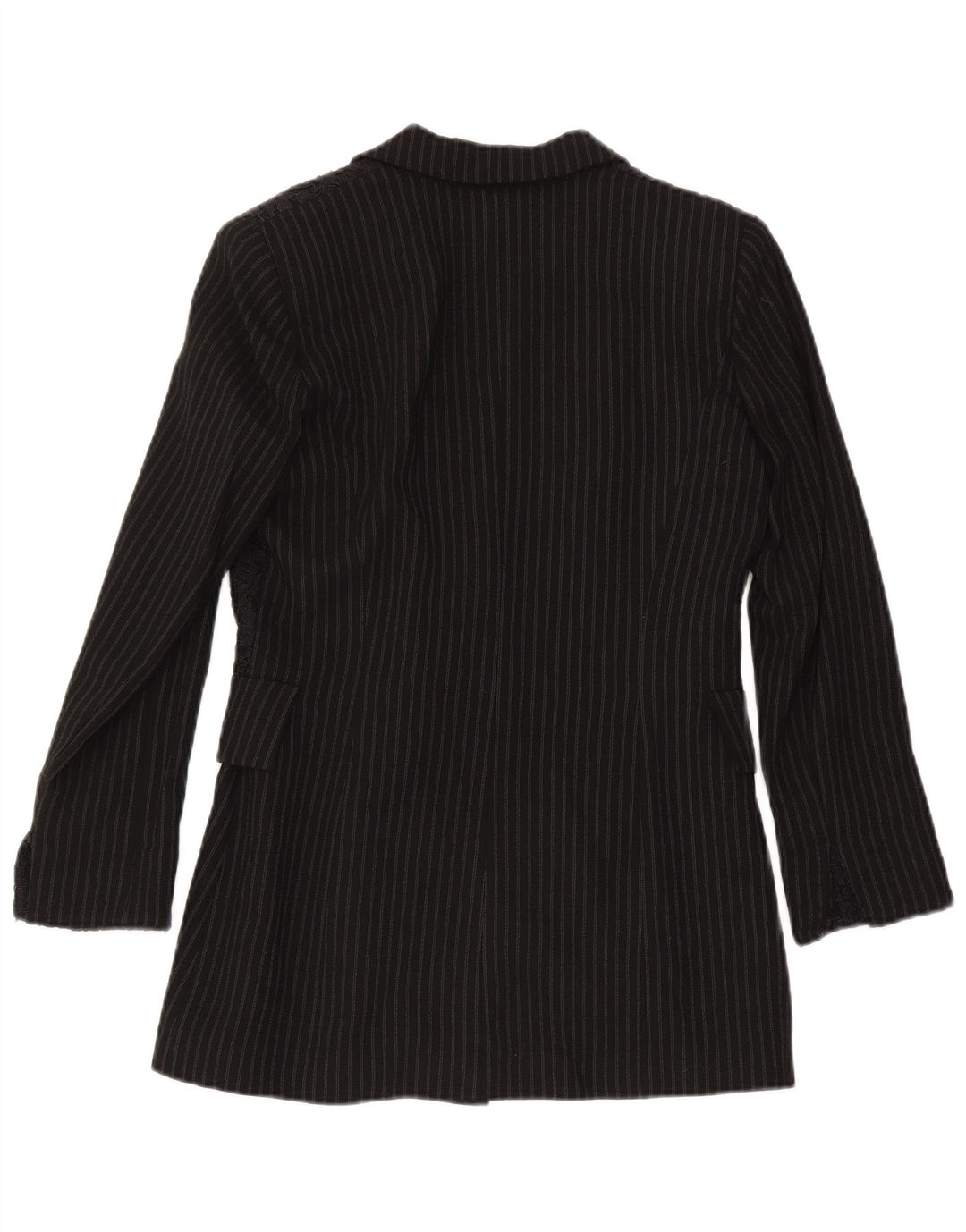 Modyva Damen-Blazer mit 1 Knopf, IT 42, mittelschwarz, gestreift, Wolle