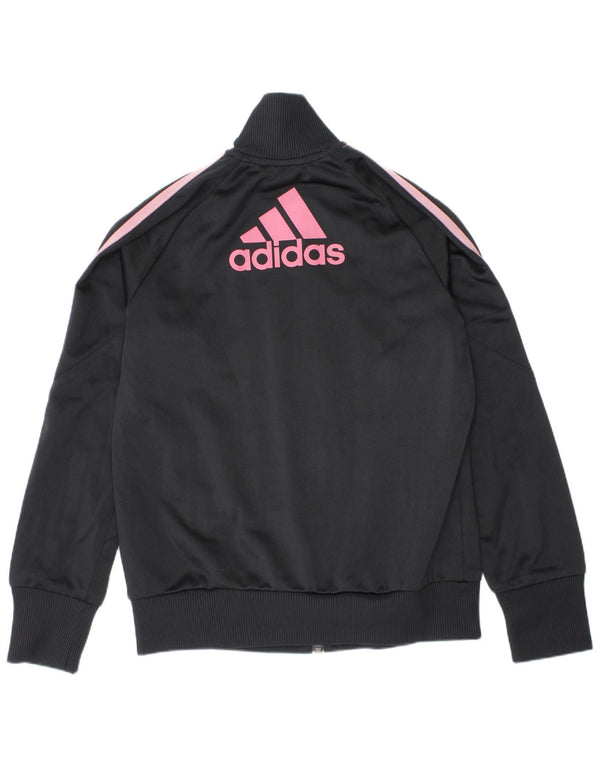 Adidas Mädchen-Trainingsanzugoberteil mit Grafik, 9–10 Jahre, Grau, Farbblock