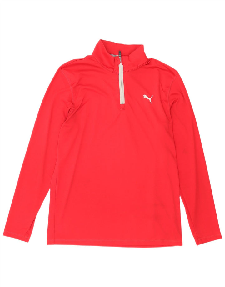 Puma Herren-Trainingsanzug mit Reißverschluss am Hals, mittelrotes Polyester