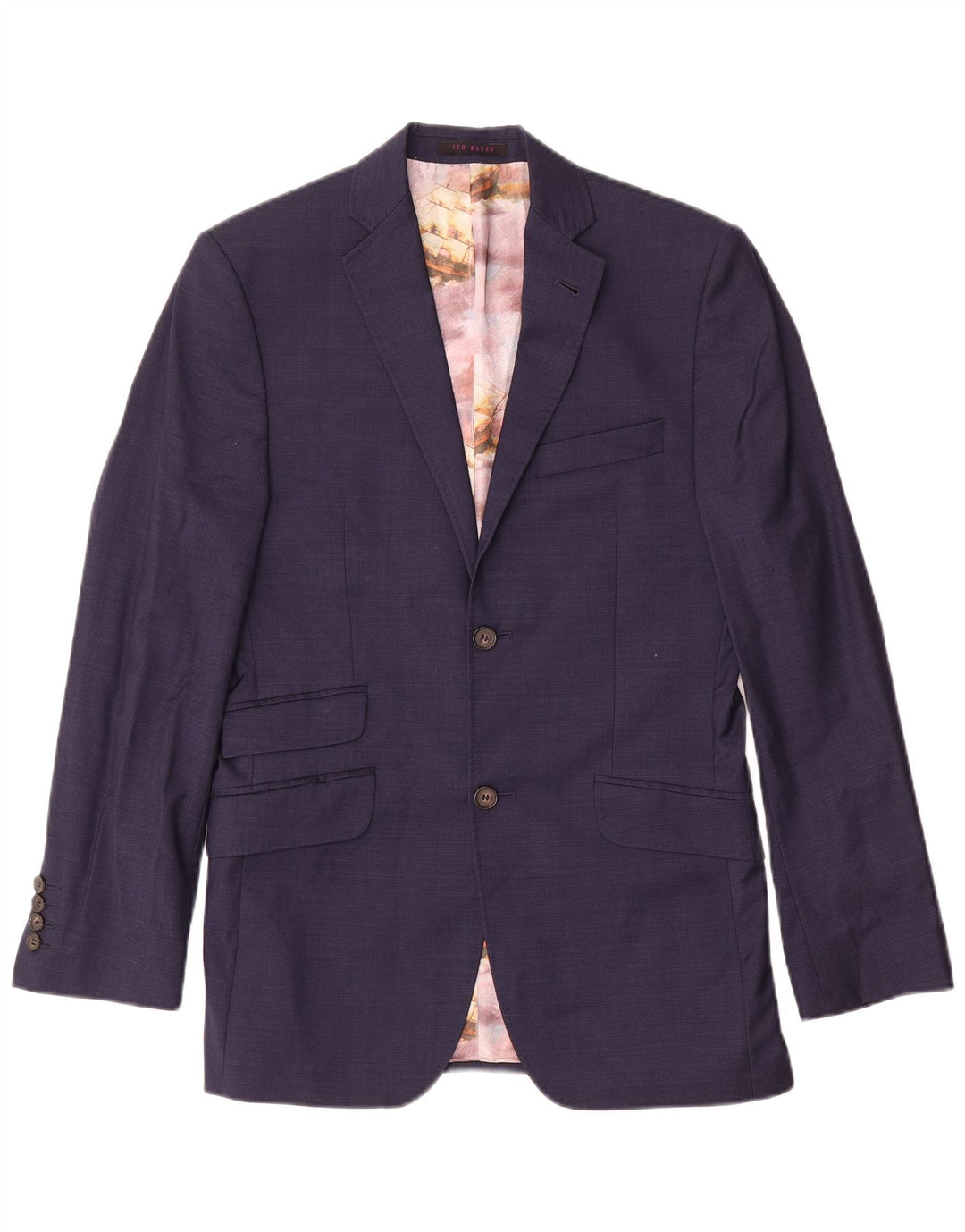 Ted Baker Herren-Blazer mit 2 Knöpfen, Größe S, Marineblau, Wolle, UK 36