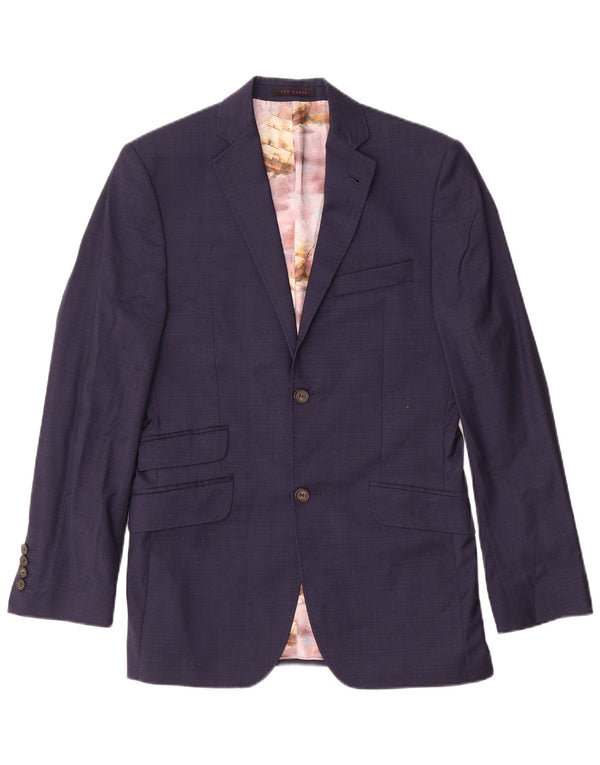 Ted Baker Herren-Blazer mit 2 Knöpfen, Größe S, Marineblau, Wolle, UK 36