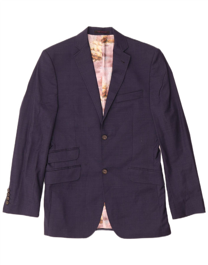 Ted Baker Herren-Blazer mit 2 Knöpfen, Größe S, Marineblau, Wolle, UK 36