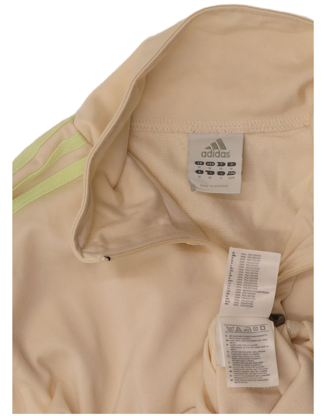 ADIDAS Womens Crop Tracksuit Top Jacket UK 14 Medium Off White Polyester