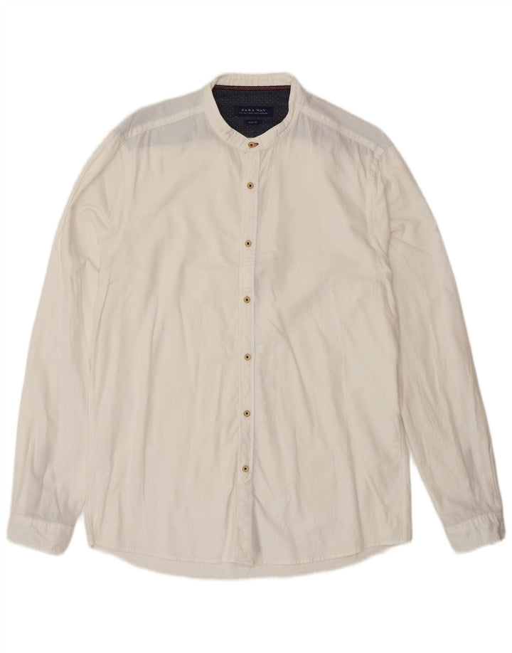 Zara Herren-Slim-Fit-Hemd, Größe L, Weiß