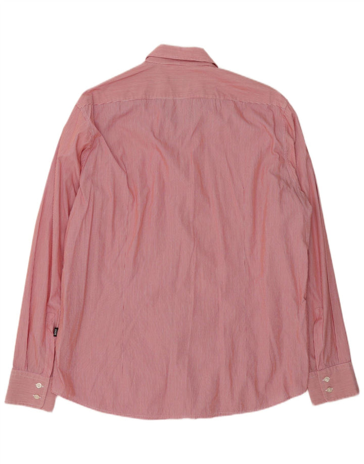 Hugo Boss Herren-Hemd mit normaler Passform, XL, roter Nadelstreifen