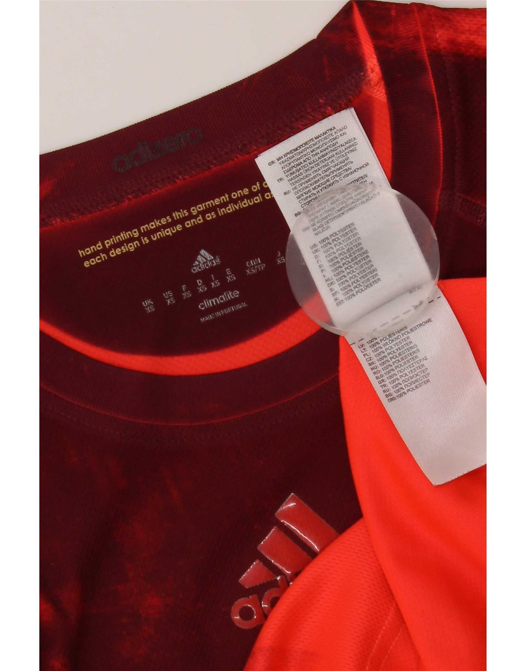Adidas Herren Climalite T-Shirt Top XS Rot Batik Polyester
