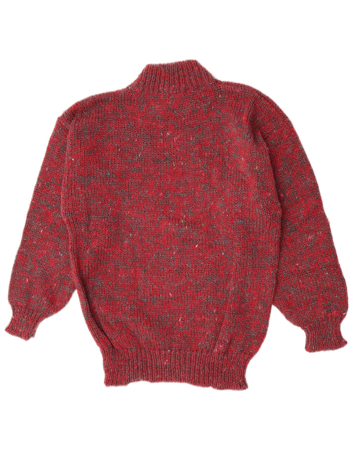 Vintage Herren Rollkragenpullover mit grafischem Rollkragen, Mittelrot gefleckt