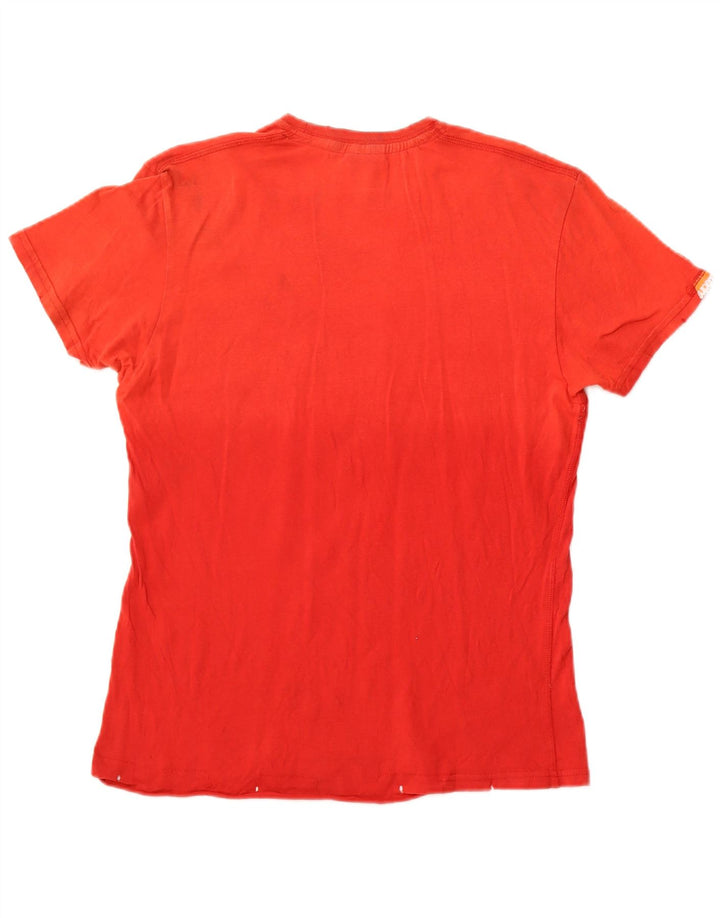 SUPERDRY Damen Grafik-T-Shirt-Oberteil UK 12 Mittelrote Baumwolle