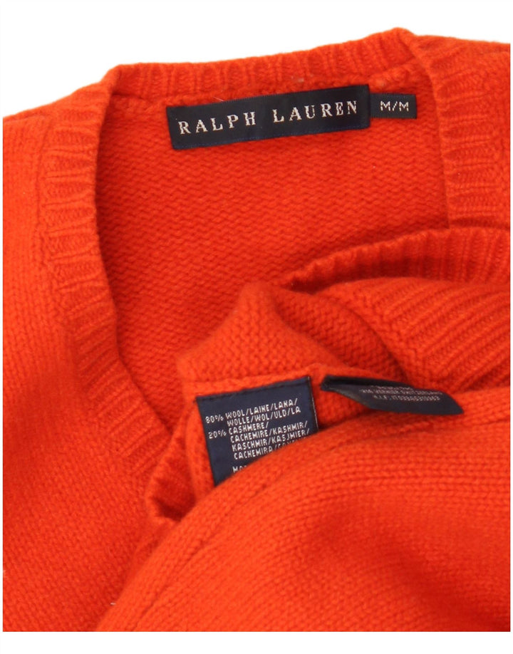 Ralph Lauren Damen-Pullover mit V-Ausschnitt, UK 12, mittelorange Wolle