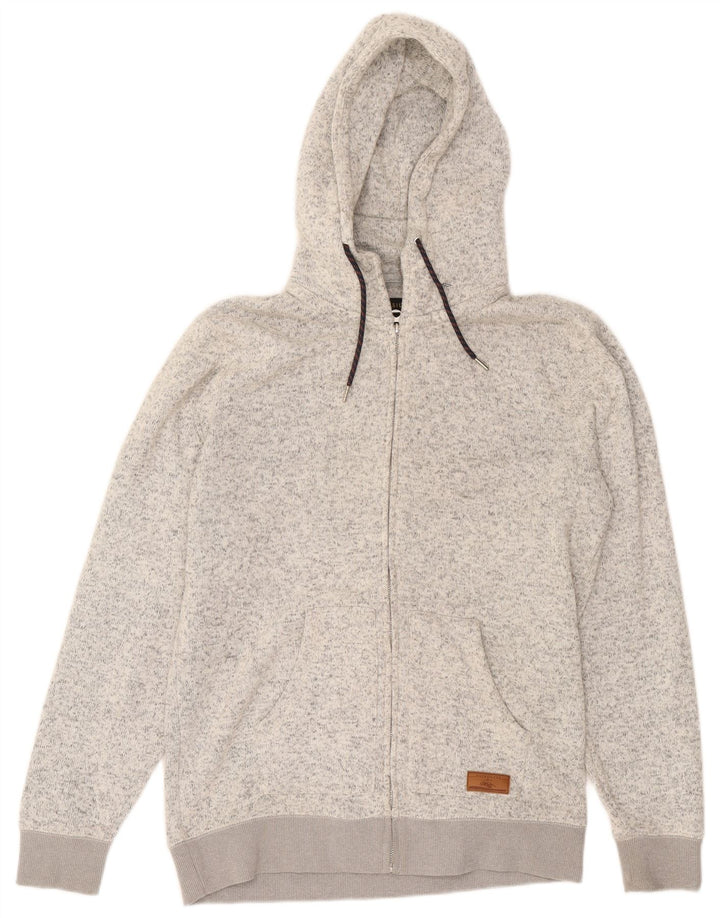 Quiksilver Herren-Kapuzenpullover mit Reißverschluss, groß, grau geflecktes Polyester