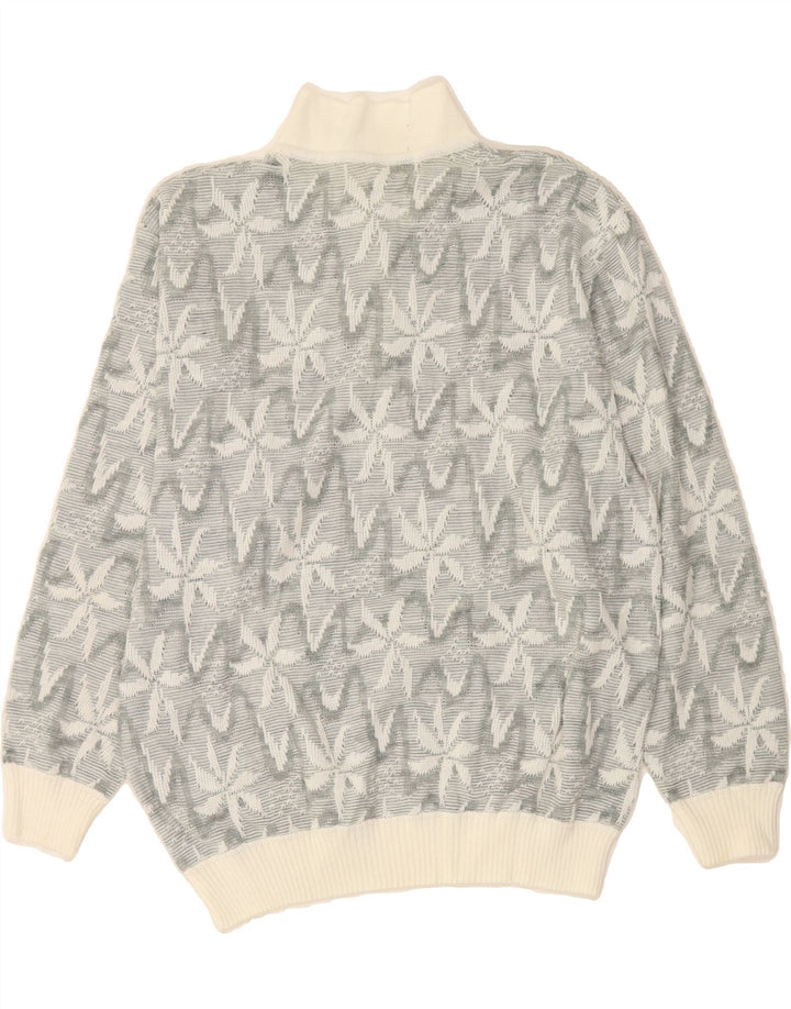 VINTAGE Womens Abstract Pattern Polo Neck Jumper Sweater IT 50 XL Grey Vintage Vintage and Second-Hand Vintage from Messina Hembry 