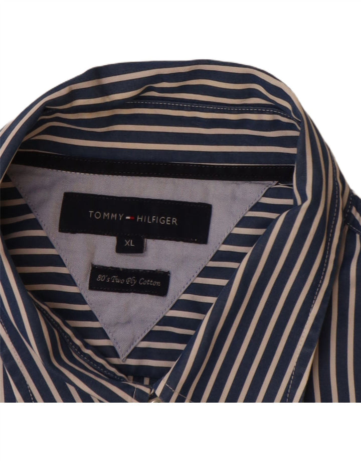 TOMMY HILFIGER Herrenhemd XL Marineblau gestreift