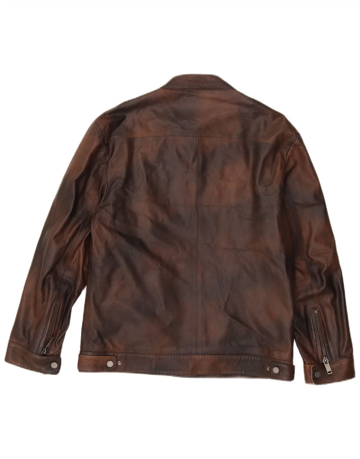 DESA Damen Bomber-Lederjacke UK 12 Mittelbraunes Batikleder