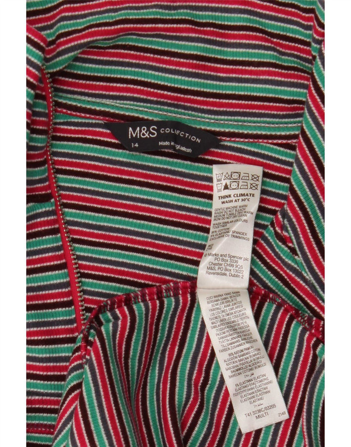 Marks & Spencer Damen Top Langarm UK 14 Medium Mehrfarbig gestreift