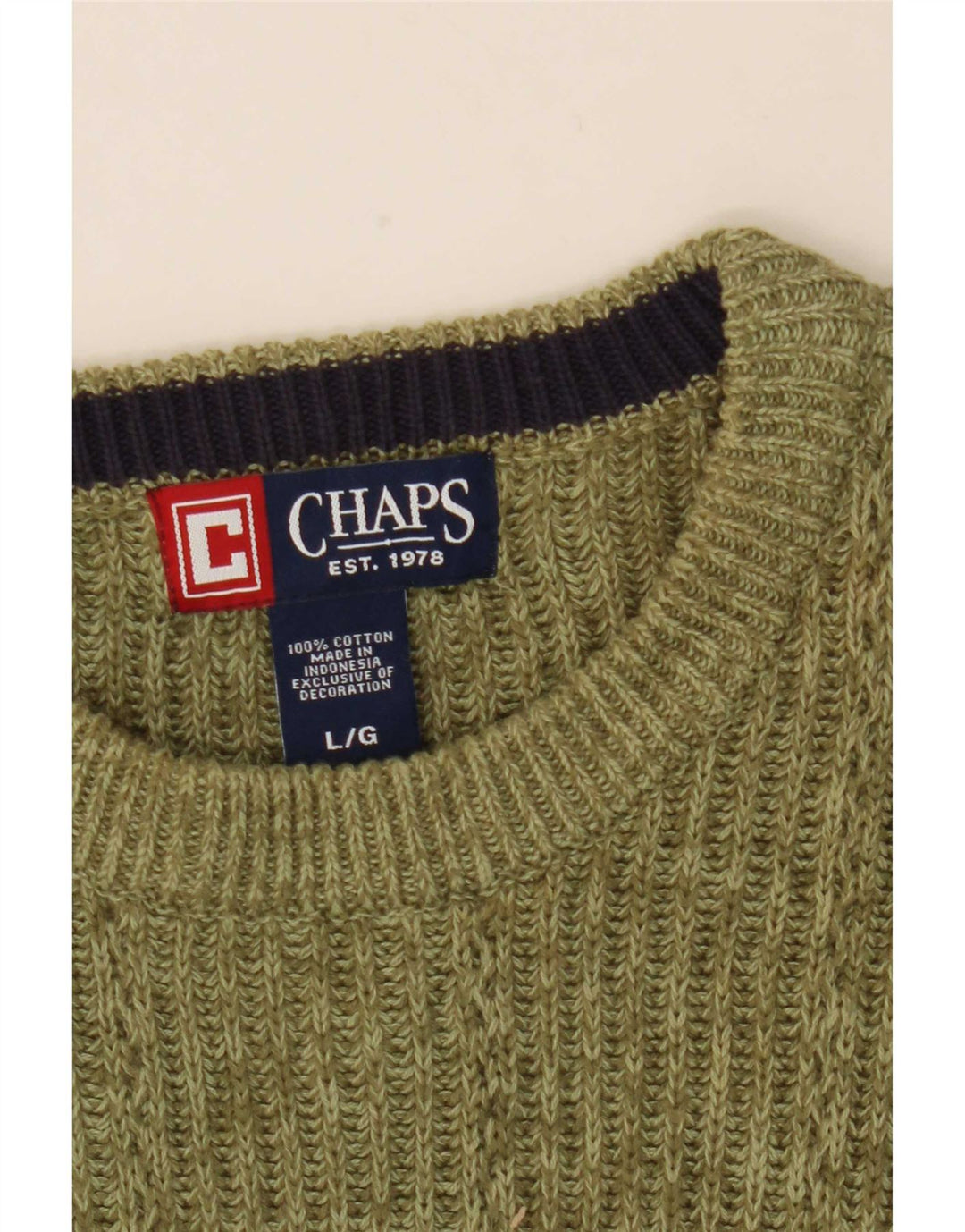 Chaps Herren-Pullover mit Rundhalsausschnitt, groß, grün gefleckte Baumwolle