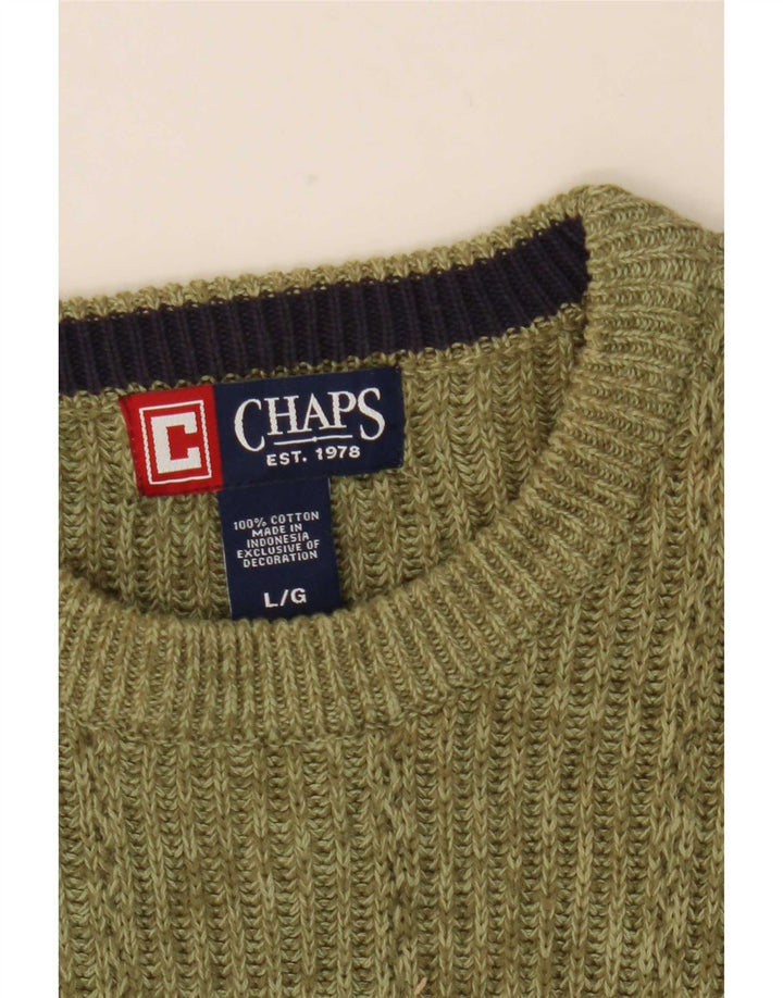 Chaps Herren-Pullover mit Rundhalsausschnitt, groß, grün gefleckte Baumwolle