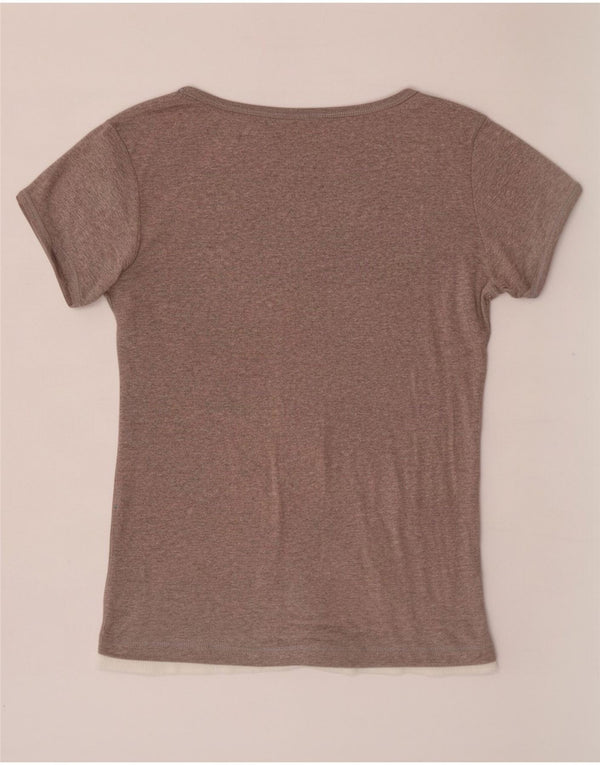 Champion Damen T-Shirt Top UK 14 Large Grau Farbblock