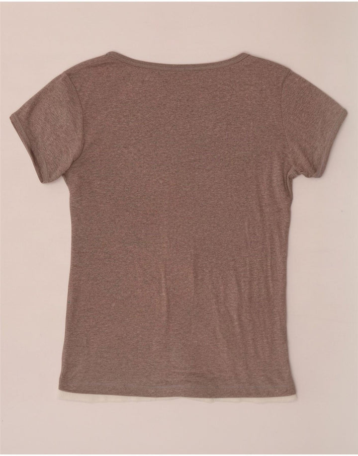 Champion Damen T-Shirt Top UK 14 Large Grau Farbblock