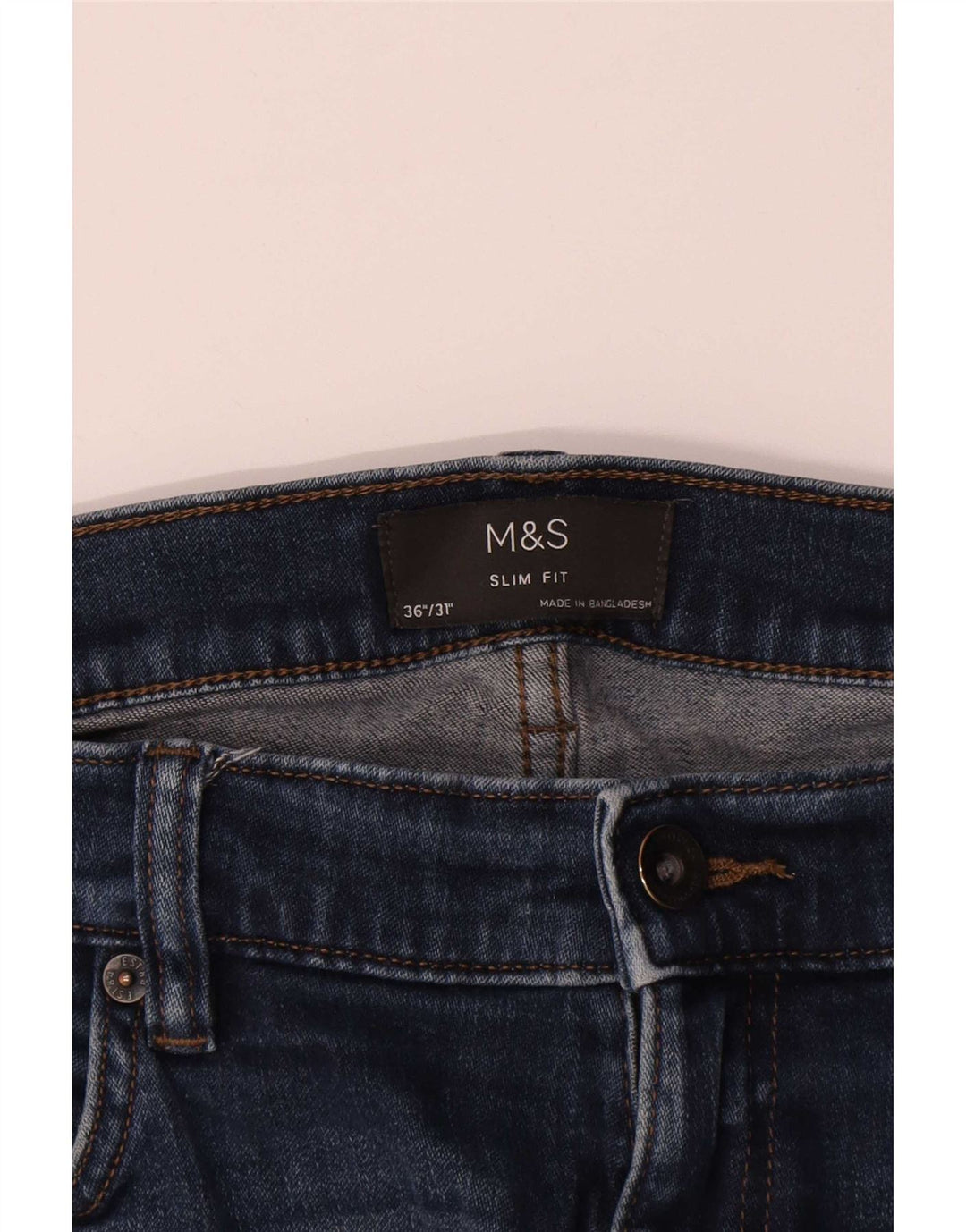 Marks & Spencer Herren Slim Jeans W36 L29 Blaue Baumwolle