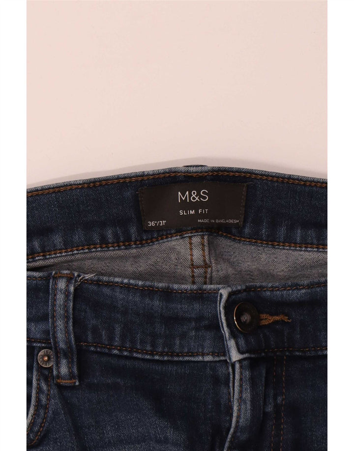 Marks & Spencer Herren Slim Jeans W36 L29 Blaue Baumwolle