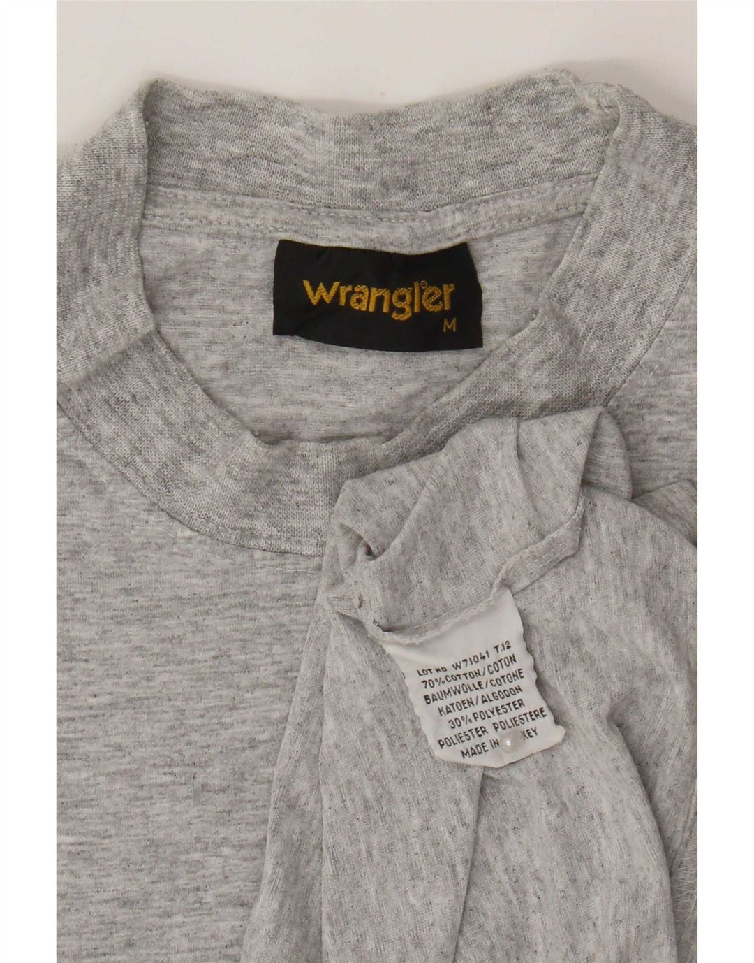 Wrangler Herren-T-Shirt-Oberteil aus mittelgrau gesprenkelter Baumwolle