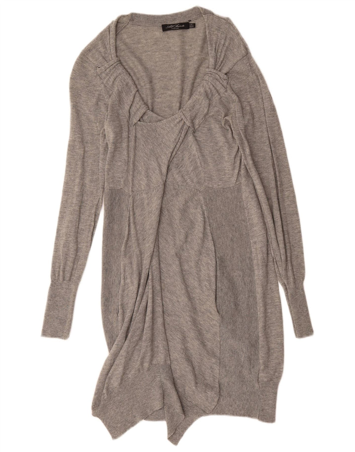 All Saints Langarm-Pulloverkleid für Damen UK 12 Mittelgraue Wolle