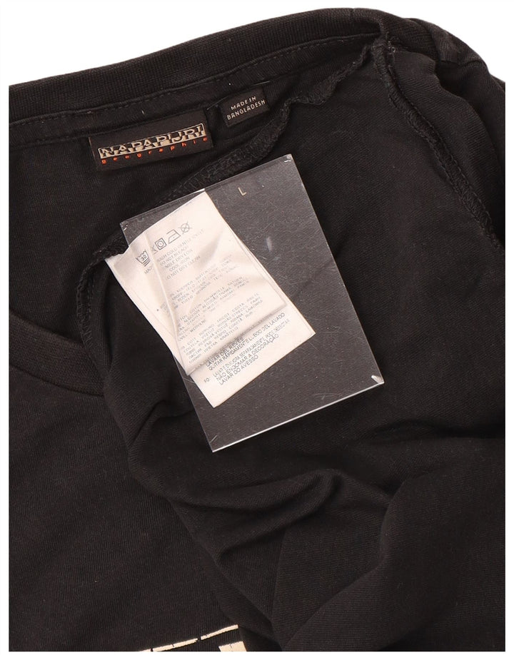 NAPAPIJRI Herren Geographic Graphic T-Shirt Top Large Schwarz Baumwolle