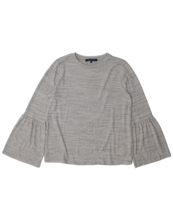 French Connection Damen-Oberteil, langärmelig, UK-Größe 44, Größe L, grau geflecktes Polyester