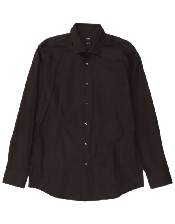 Hugo Boss Herren Slim Fit Hemd Größe 41 16 1/2 Large Schwarz