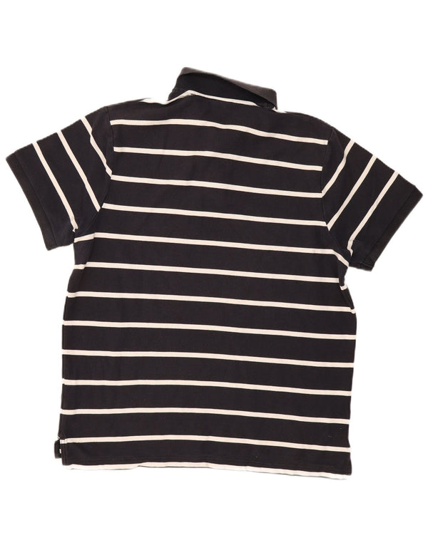 NIKE Herren Poloshirt 2XL Marineblau gestreift aus Baumwolle