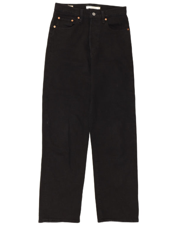 Levi's Damen Ribcage Straight Jeans W27 L29 Schwarze Baumwolle