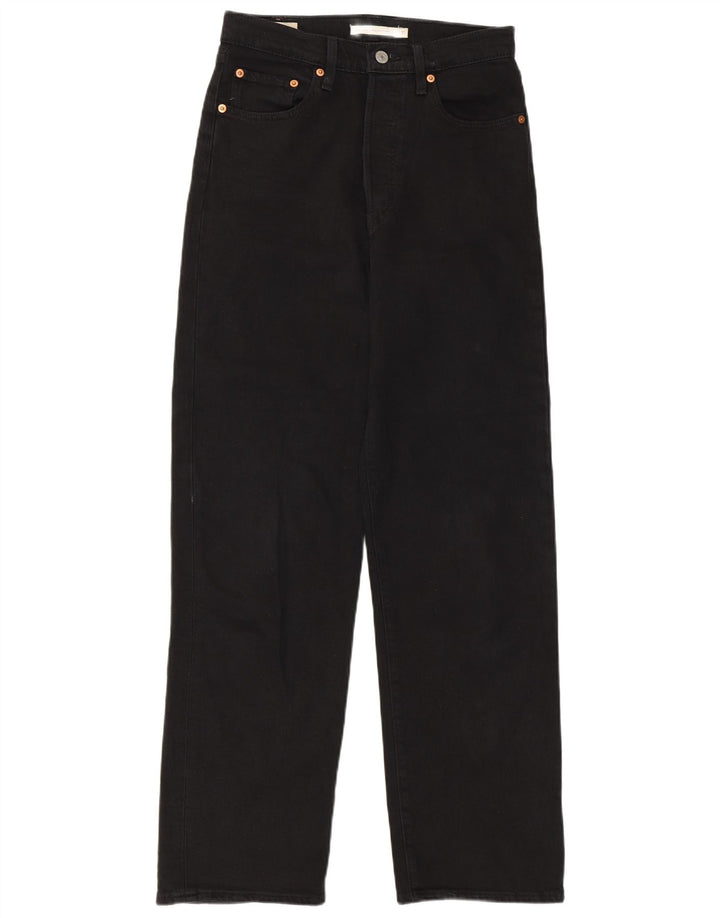 Levi's Damen Ribcage Straight Jeans W27 L29 Schwarze Baumwolle