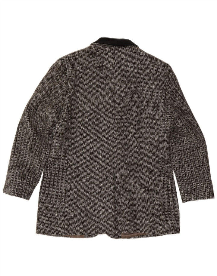 Max Mara Damen Weekend 3-Knopf-Blazer-Jacke, UK 16, großes graues Fischgrätenmuster