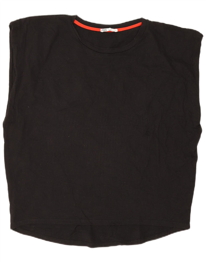 Zara Damen-Oversize-Trägershirt, UK-Größe 12, mittelschwarz, Baumwolle