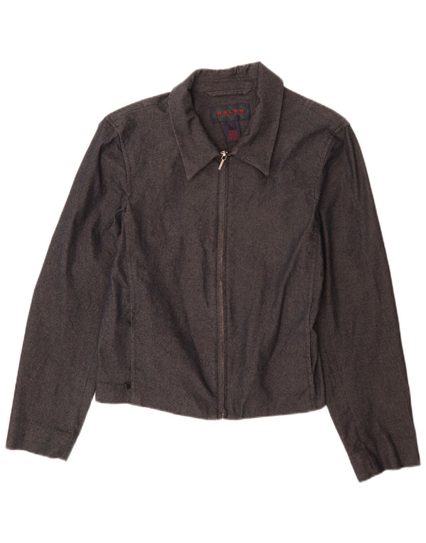 Ralph Lauren Damen Bomberjacke UK 14 Große graue Baumwolle