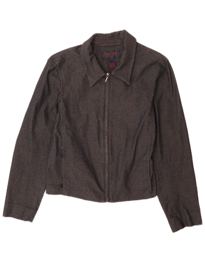 Ralph Lauren Damen Bomberjacke UK 14 Große graue Baumwolle
