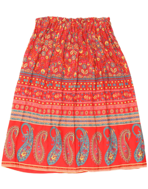 Vintage Damen Midirock W32 Großes Orange Paisley