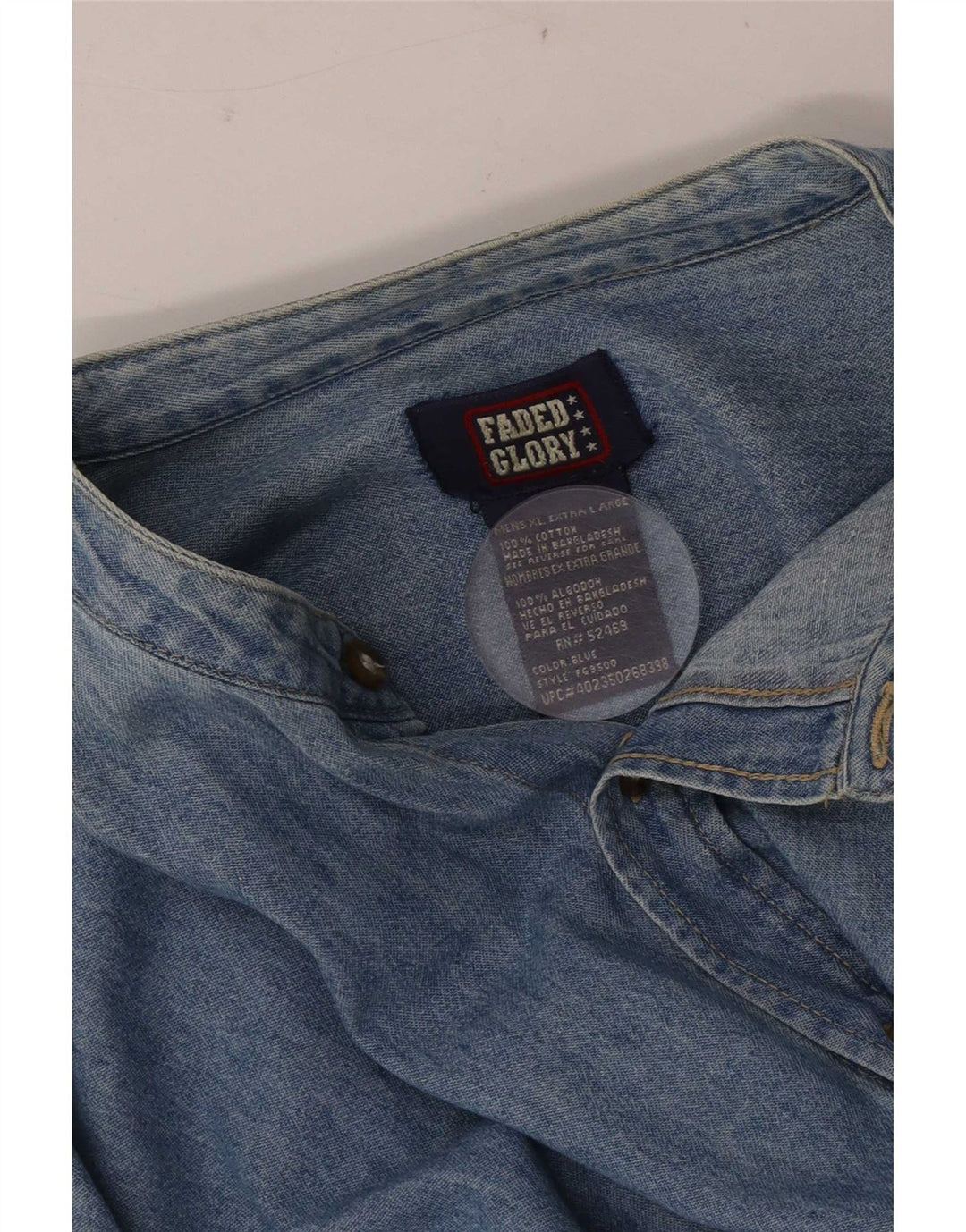 Faded Glory Herren-Jeanshemd XL aus blauer Baumwolle