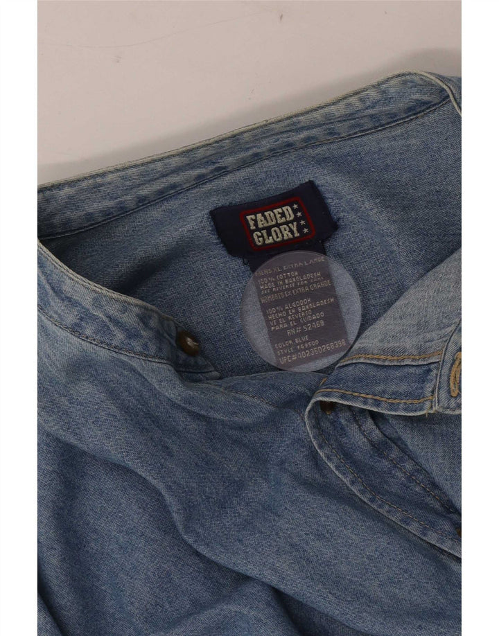 Faded Glory Herren-Jeanshemd XL aus blauer Baumwolle