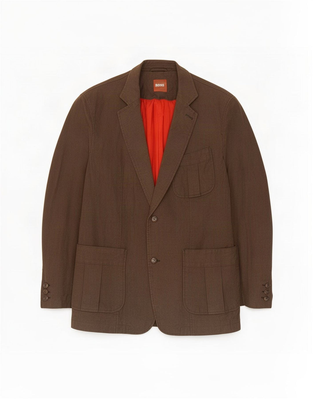 Hugo Boss Herren-Blazer mit 2 Knöpfen, EU 54, 2XL, braune Baumwolle