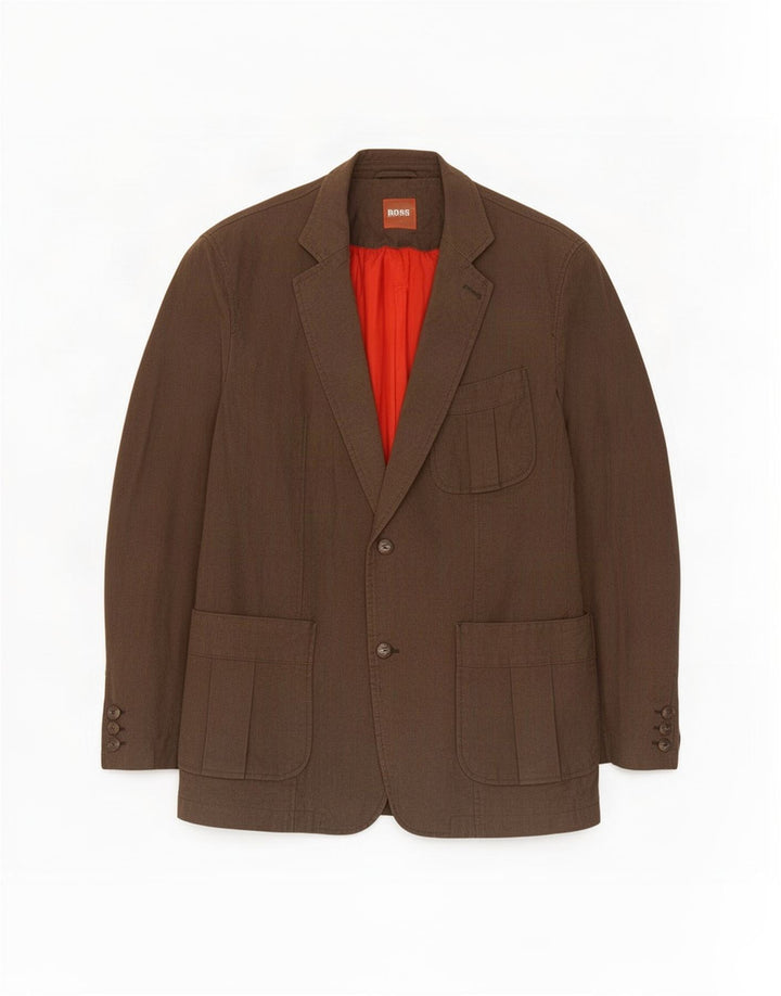 Hugo Boss Herren-Blazer mit 2 Knöpfen, EU 54, 2XL, braune Baumwolle