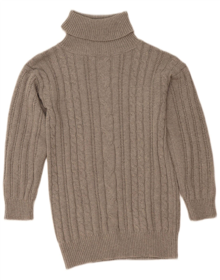 Vintage Damen Rollkragenpullover Pullover UK 12 Mittelgraues Polyester