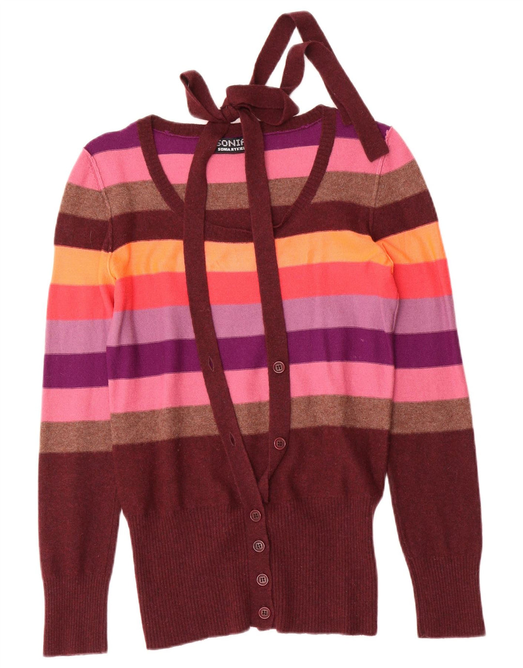 Sonia Rykiel Damen Strickjacke Pullover UK 10 Klein Mehrfarbig gestreift