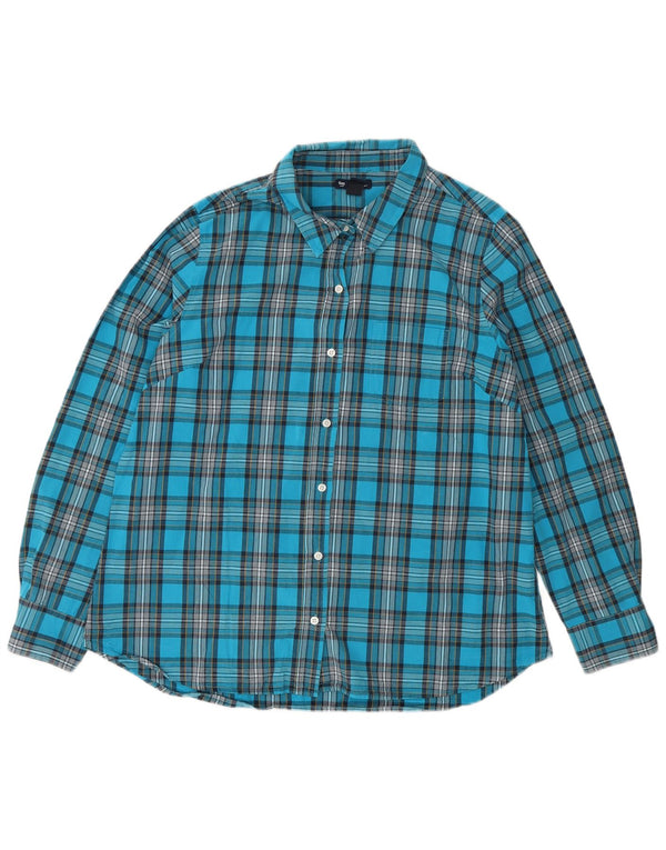 Gap Damen Boyfriend-Fit-Hemd, UK 16, groß, blau kariert, Baumwolle