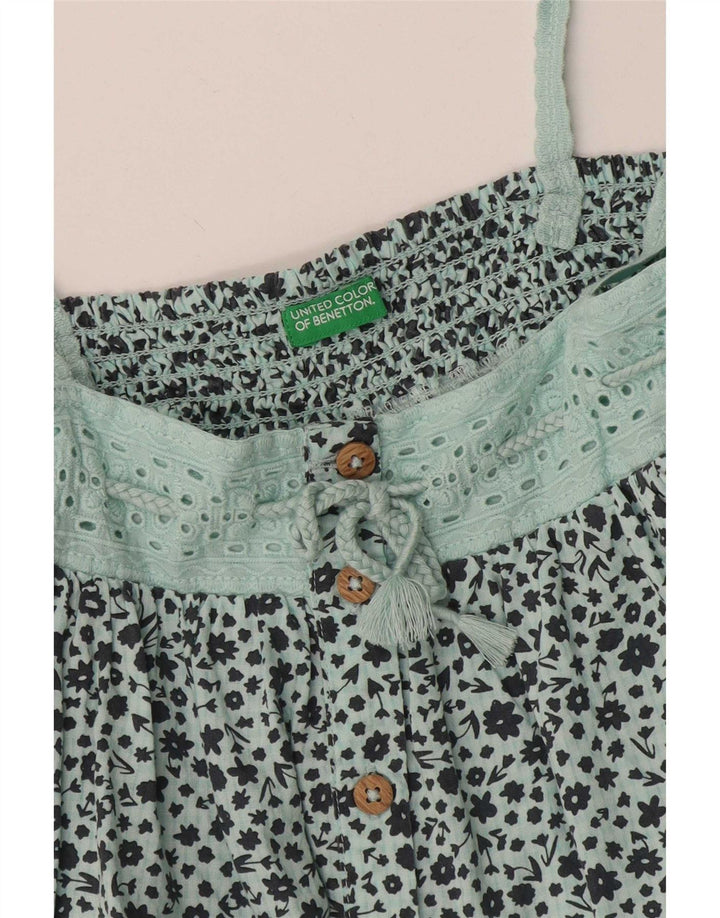 Benetton Mädchen-Cami-Top, 2–3 Jahre, türkisfarbenes Blumenmuster